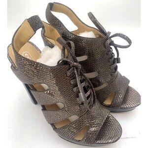 Coach Women’s Moreen Metallic Pewter Leather Y2K Vintage Heels Sandals Size 8B